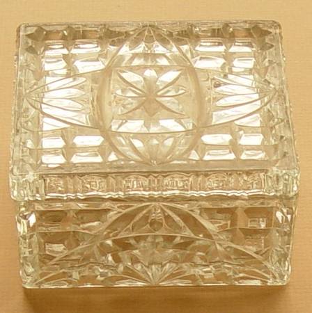 Mid-century Pressed Clear Glass Container 1