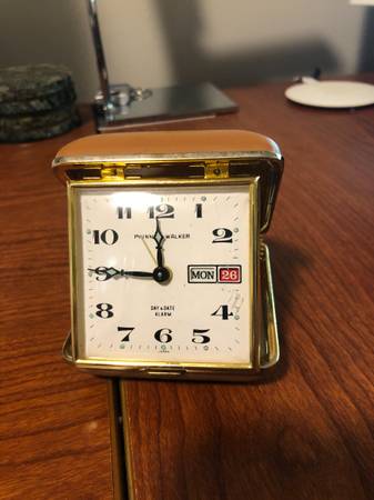 Vintage Phinney Walker Day And Date Alarm Windup Clock Made In Japan 1