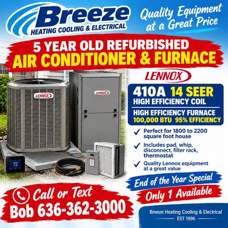 Refurbished hi eff Air Conditioner and furnace 1