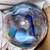 HAND-BLOWN GLASS ORNAMENT-CLEAR W PURPLE/BLUE/WHITE/PINK/YELLOW DROPS 7 thumbnail