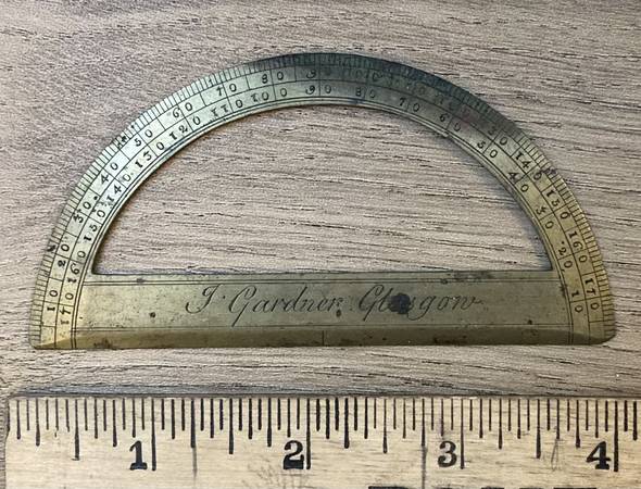 J. Gardner Glasgow brass protractor 1