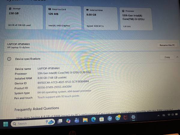 ***HEWLIT PACKARD ENVY TOUCH LAPTOP *** 1