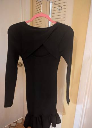 Shein Cute Front Twisted Cut-Out Ribbed Drop Waist Dress 1