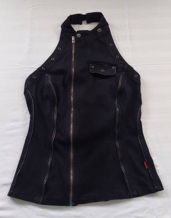 TRIPP Black Halter Adjustable Tank Top with Piping & Gun metal Grommet 1