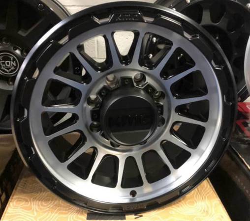 17” KMC WHEELS  Machine w/Black Lip 17x8.5” Rim  - 8x165 Brand New 1