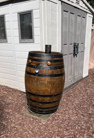 RARE ONE OF A KIND Hand-Made ELECTRIC SMOKER in an OAK WINE BARREL 1