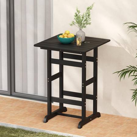 Bar Table Square Black HDPE Outdoor Bar-Height Bistro Table 30" x 30" 1