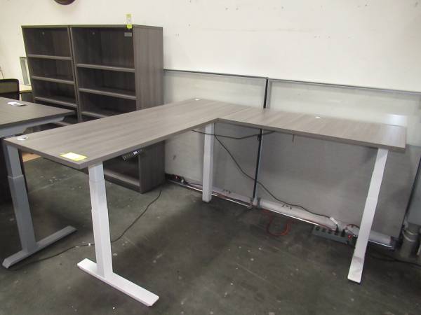 Valley Grey & White Electric Sit to Stand Desk (~6' x 6') 1