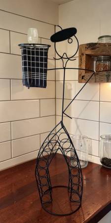 Vintage John Risley-Style Frenchman Figure Wire Wine Rack 1