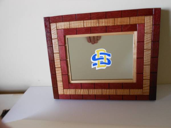 #447 SDSU logo on a framed mirror 1