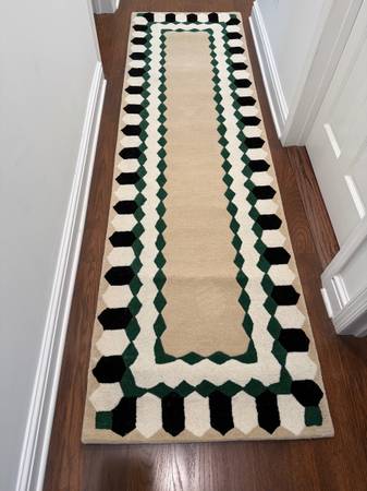 Anthropologie Hand Tufted Wool Ryleigh Runner Rug 2.5 x 9 ft new! 1