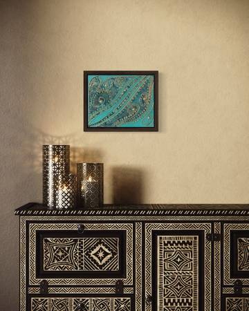 Turquoise & Gold Textured Abstract Canvas – Original Artwork 1