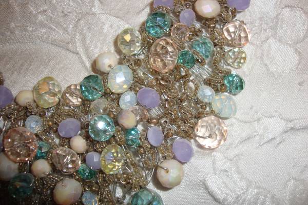 Heavily Beaded and Wired Cluster Necklace 1