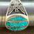Native American Sterling Silver Navajo Eagle Inlay Turqouise Ring Size 8 thumbnail