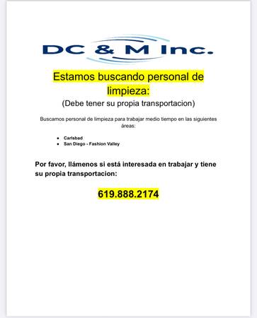 Buscamos personal de limpieza para trabajar medio tiempo 1