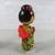 Japanese Kokeshi Wooden Doll With Silk & Cotton Floral Kimono 6 3/4" 6 thumbnail