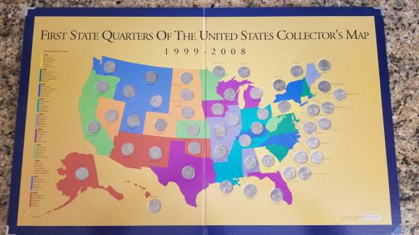 First State Quarters of United States Collector's Map 50 Qtrs 1