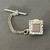 Vintage Silver Tone Square Tie Tack Pin with Button Chain 1 thumbnail
