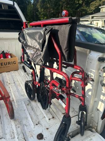Like new, Medline foldable wide sized transport wheeled chair - $60634358622309131219
