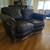 Leather serpentine loveseat carved wood trim 1 thumbnail