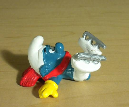 Smurfs Ice Skater Skating Figure Vintage 1978 Rare PVC Toy Figurine 1