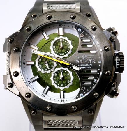 Invicta Coalition Forces Chronograph Quartz Green Dial Gunmetal Watch 1