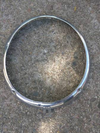 VW Bug Chrome Headlight Ring w/ Diagonal Adjusting Screw Holes 1