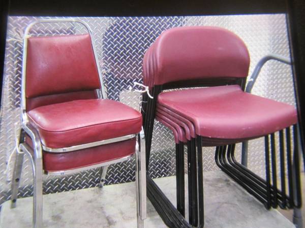 Stackable cushioned and plastic chairs 1