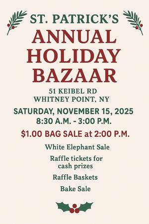 St. Patrick’s Annual Holiday Bazaar – Raffles, Bake Sale 1