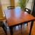 Solid wood counter height table with leaf & multiple linen tablecloths 3 thumbnail