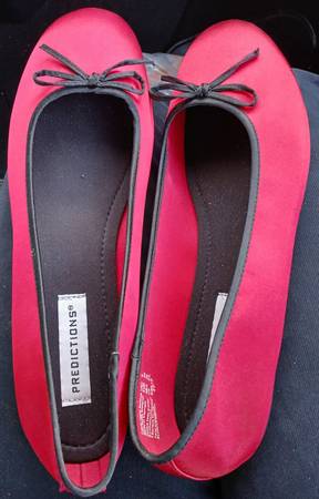 Red slip on women's flats 1