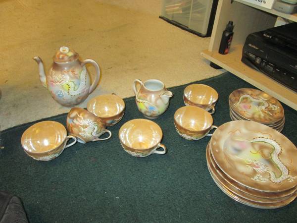 Dai Nippon Eggshell Porcelain Tea set cups saucers dragonware 1