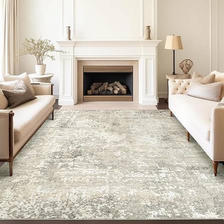 Art&Tuft Washable Rug, Ultra Thin Anti-Slip Backing Abstract 9x12 Rug 1