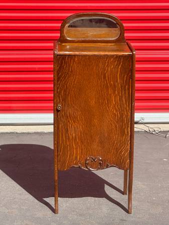 antique tiger oak record cabinet   - plus more listed 1