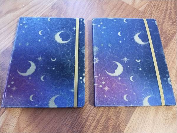 Set of 2 Fuzzy Night Sky 6" x 8" Moon Journals 1