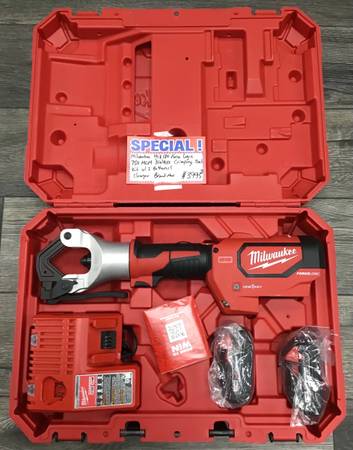 Milwaukee M18 18V ForceLogic 750 MCM Dieless Crimping Tool Kit W/ 2 Batteries 1