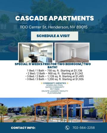 Cascade Apartments – ¡4 SEMANAS GRATIS AL MUDARTE! 🏡 1 Recámaras! 1
