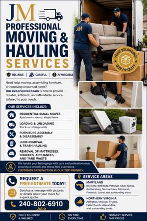 Moving Help | Junk Removal | Furniture Assembly | Same Day Available 1