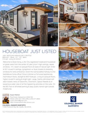 $390,000 / 2br - 2BR Houseboat in the center of the Lake!! (Lake Union/Seattle)64189097180673121