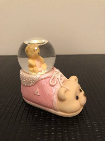 NEW Snow Globe Bear Baby Girl 3.5L x 3.25H 1