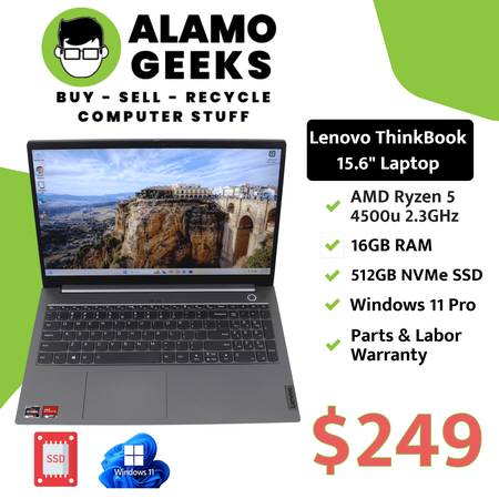 Lenovo ThinkBook 15.6" Laptop - AMD Ryzen 5 2.3GHz | 16GB | 512GB NVMe 1