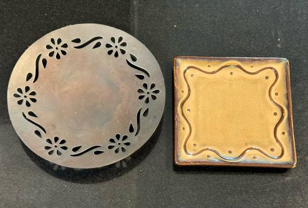 🕯️Vintage Candle Dishes/Plates, 5” Round Copper 4” Square Ceramic (new) - $3 (san jose west)63437092009345121