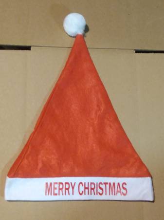 OVER STOCK Santa Hats that say MERRY CHRISTMAS 1