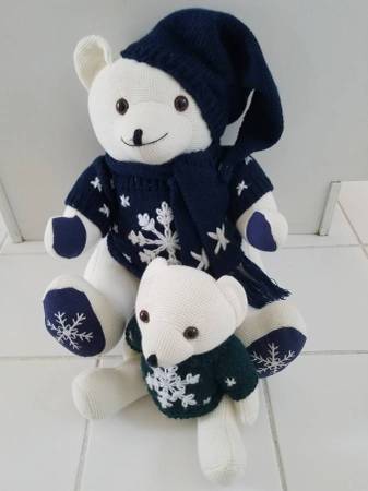 Christmas Stuffed Animal Polar Bears (2)  NEW 1