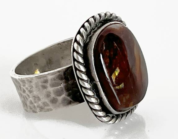 Anillo de plata esterlina vintage con ágata roja marrón, talla 9, ¡SOLIDO! - $109 (distrito de Mission)63470436969857122