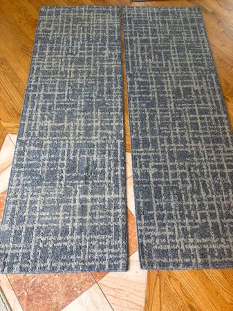 4 identical Blue & Gray Patterned Rugs runners 2 x 6 feet  $25 each 1