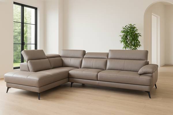 Brand new extendable top grain real leather sectional sofa - Reg$3,999 1