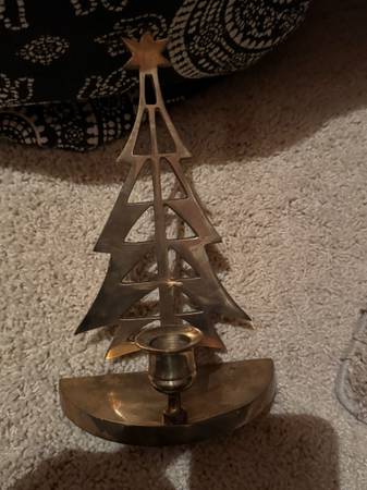 $15 brass Christmas tree candle holder 1