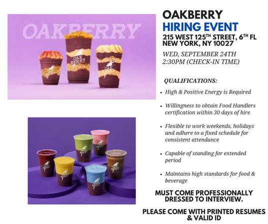 Oak Berry is hiring many Team Members 1