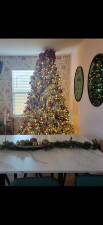 9ft snow flocked prelit christmas tree 1